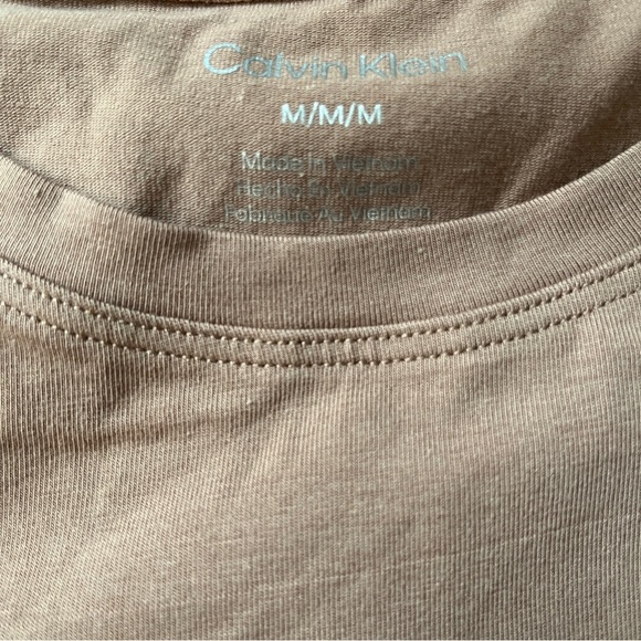 New Calvin Klein Rosewood Logo Tee Iridescent Glitter Script Soft Stretch Sze M - Picture 3 of 13